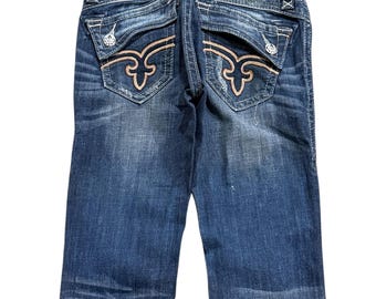 Jeans bootcut Johanna B3 Rock Revival da donna, taglia 26, denim scuro lavaggio Y2K