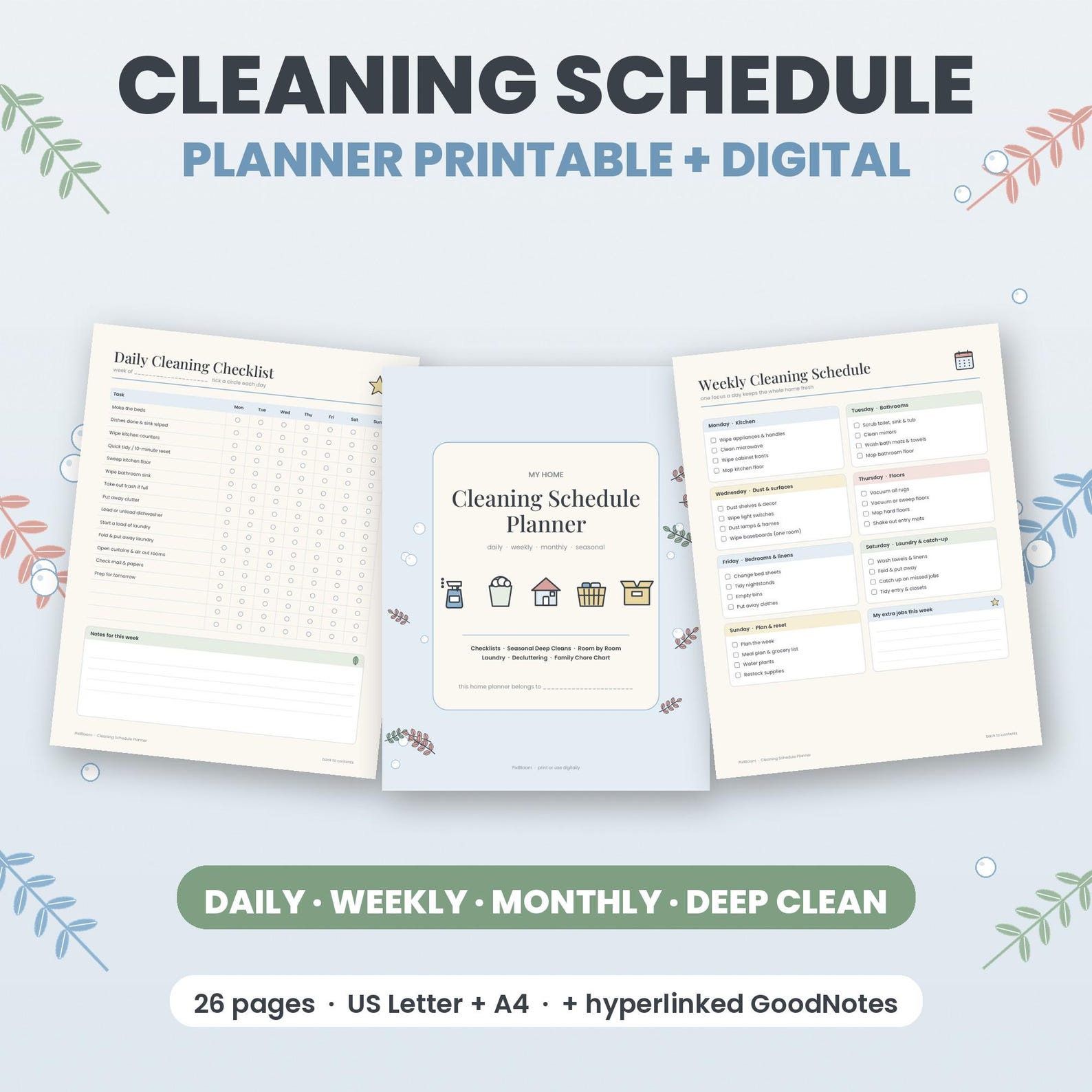 Cleaners Checklist Cleaning Schedule Printable, Cleaning Planner, Weekly Cleaning ...