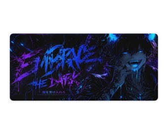 Alfombrilla de ratón XXL Dark Anime Demon, alfombrilla de escritorio para juegos Cyberpunk Neon