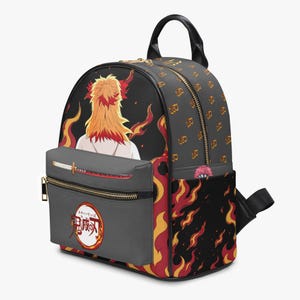 Anime Flame Rugzak – Vuurkrijger Mini Tas van PU-leer, Fantasy Streetwear Reisrugzak