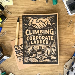 Klättra på företagsstegen | Illustrerad satirisk mikrobok: Kontorslivshumor, företagskulturzine present