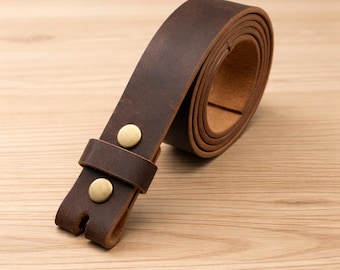 Men's Full Grain Buffalo Leather Belt Strap, Interchangeable Snap-On, 1.5-Inch Width