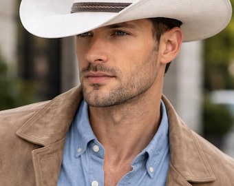 Men’s Western Cowboy Hat 4” Brim, Classic Wide Brim Ranch Style, Gift for him