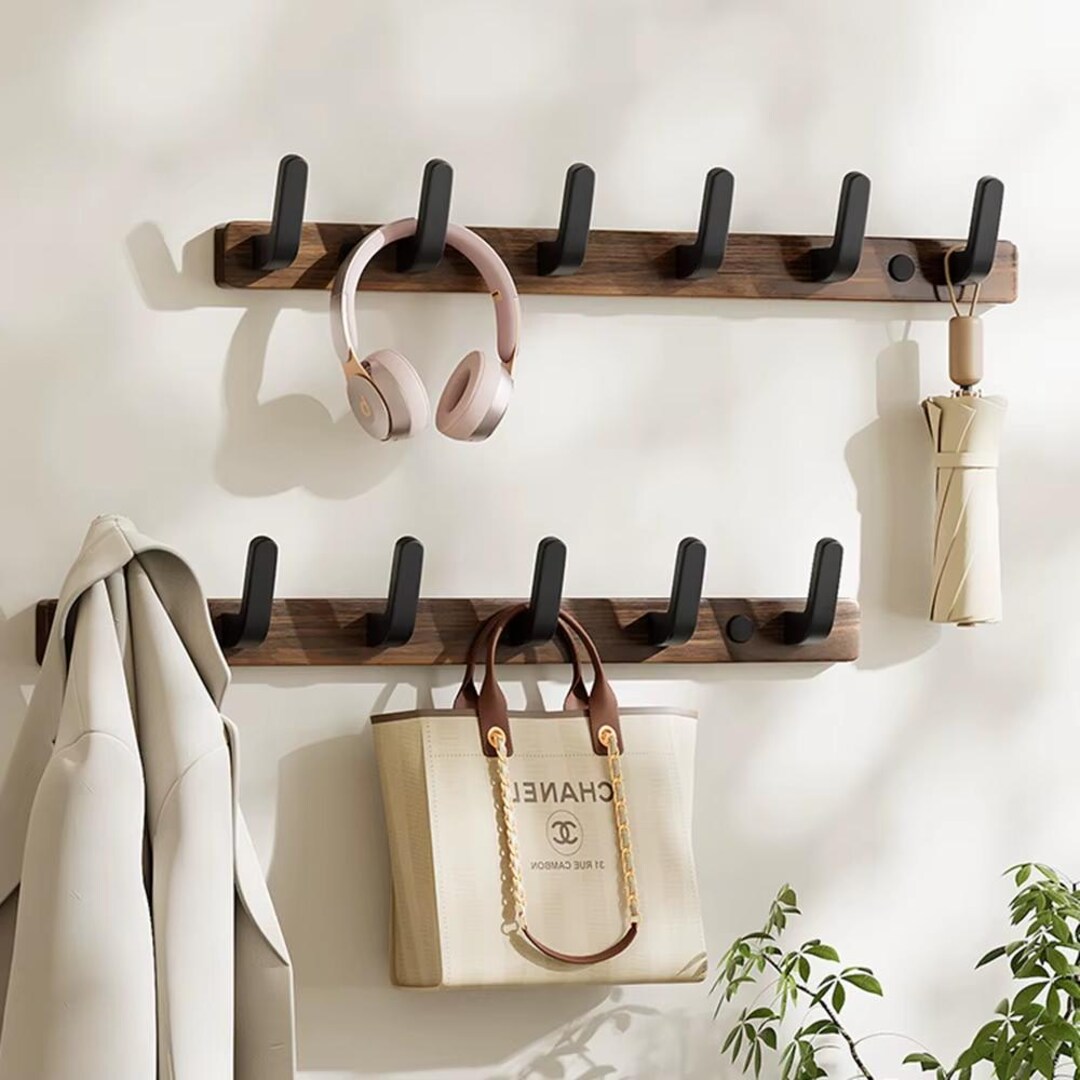 Modern Wood Coat Rack With 6 Hooks – Durable Wall Hanger for Coats ...