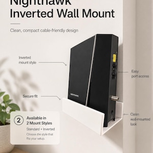 Wall Mount for Vertical WiFi Router | Clean Cable Management | Ventilated Network Mount | Home, Office & Closet Setup | Fits Nighthawk Style
