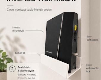 Wall Mount for Vertical WiFi Router | Clean Cable Management | Ventilated Network Mount | Home, Office & Closet Setup | Fits Nighthawk Style