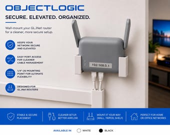 GL.iNet Router Wall Mount | Secure Holder, Cable Management, Organizer