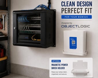 AT&T BGW320 Wall Mount | Ventilated WiFi Gateway Shelf | Clean Router Mount | 3D Printed | Optional Magnetic Power Brick Holder