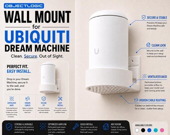 UniFi Dream Machine Wall Mount – Minimalist Ventilated Mount with Flexible Cable Routing | 3D Printed
