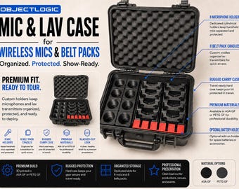 Wireless Mic Organizer | System with Case | Modular Magnetic Microphone Storage | Live Event | DJ Church |Production Use