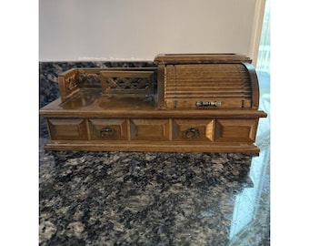 Vintage MCM heren dames houten sieraden dressoir ladekast 1 lade 70's bureau