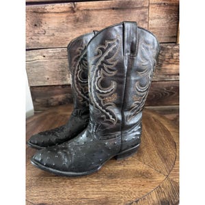 Darios Boots Full Quill Ostrich Leather Western Cowboy Boots vintage Mexico 10