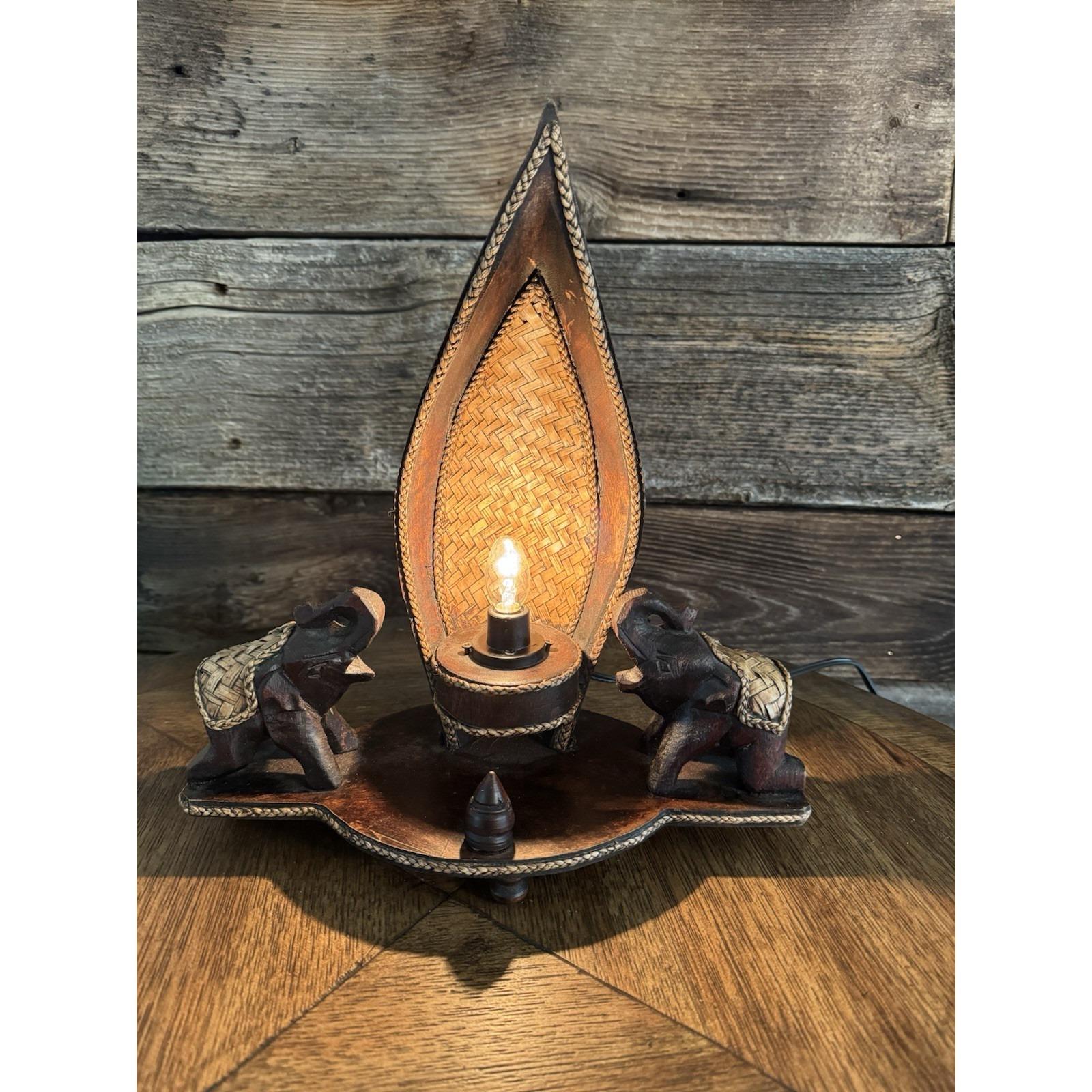 Lampe à Poser En Bois Massif Pied éléphant - Artisanale Et Unique - Marque Sansi