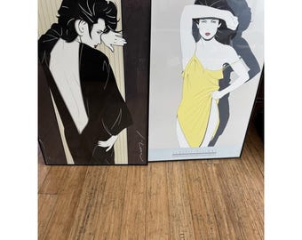 Patrick Nagel 'gele jurk' en vintage 'open achterkant', beide kunstwerken.