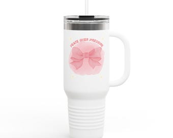 Pink Bow Graphic Travel Mug | 40oz Insulated Tumbler