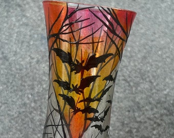 Hand painted bats vase