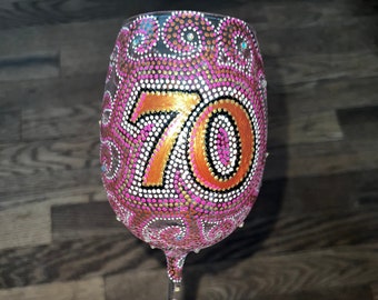 70 and Fabulous (or any other year)  Birthday wine glass