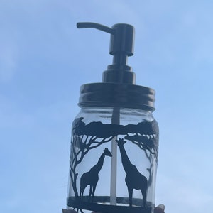 1 Hand painted giraffe mason jar soap dispenser