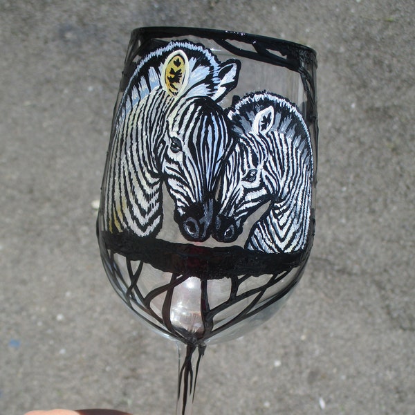 Zebra Wine Glass Etsy