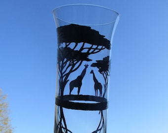 Hand painted Giraffe vase