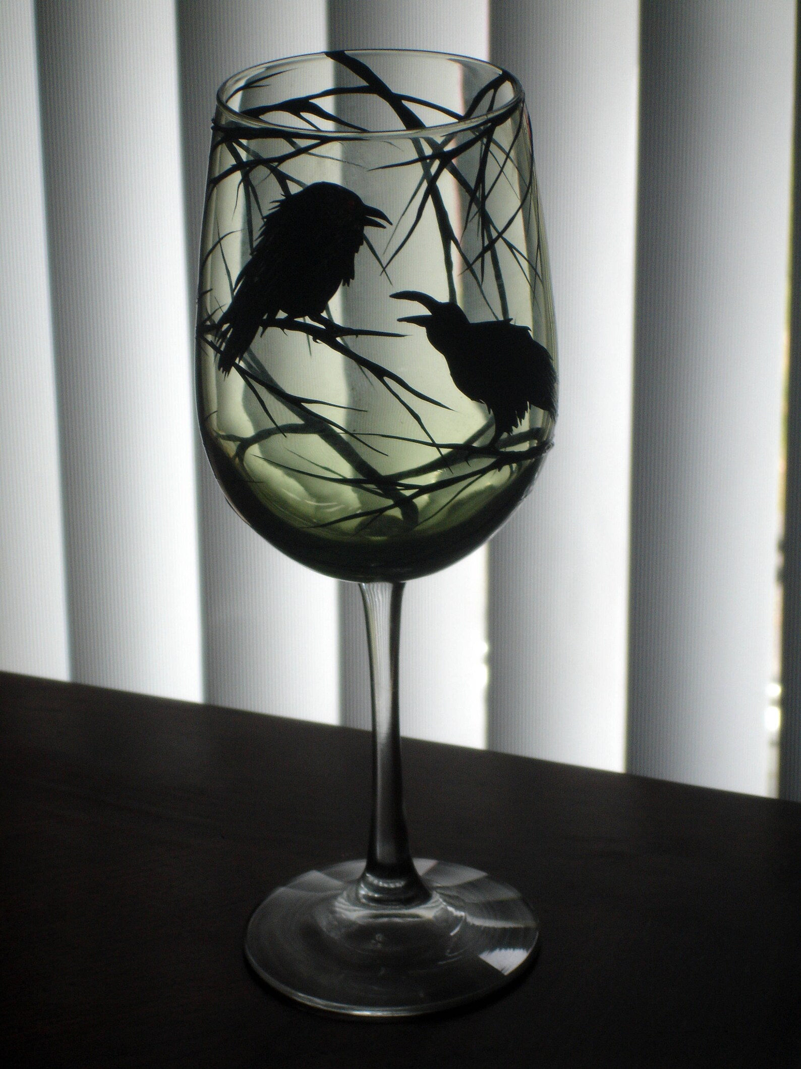 1 Hand Painted Raven Wine Glass similar One Available Right Etsy