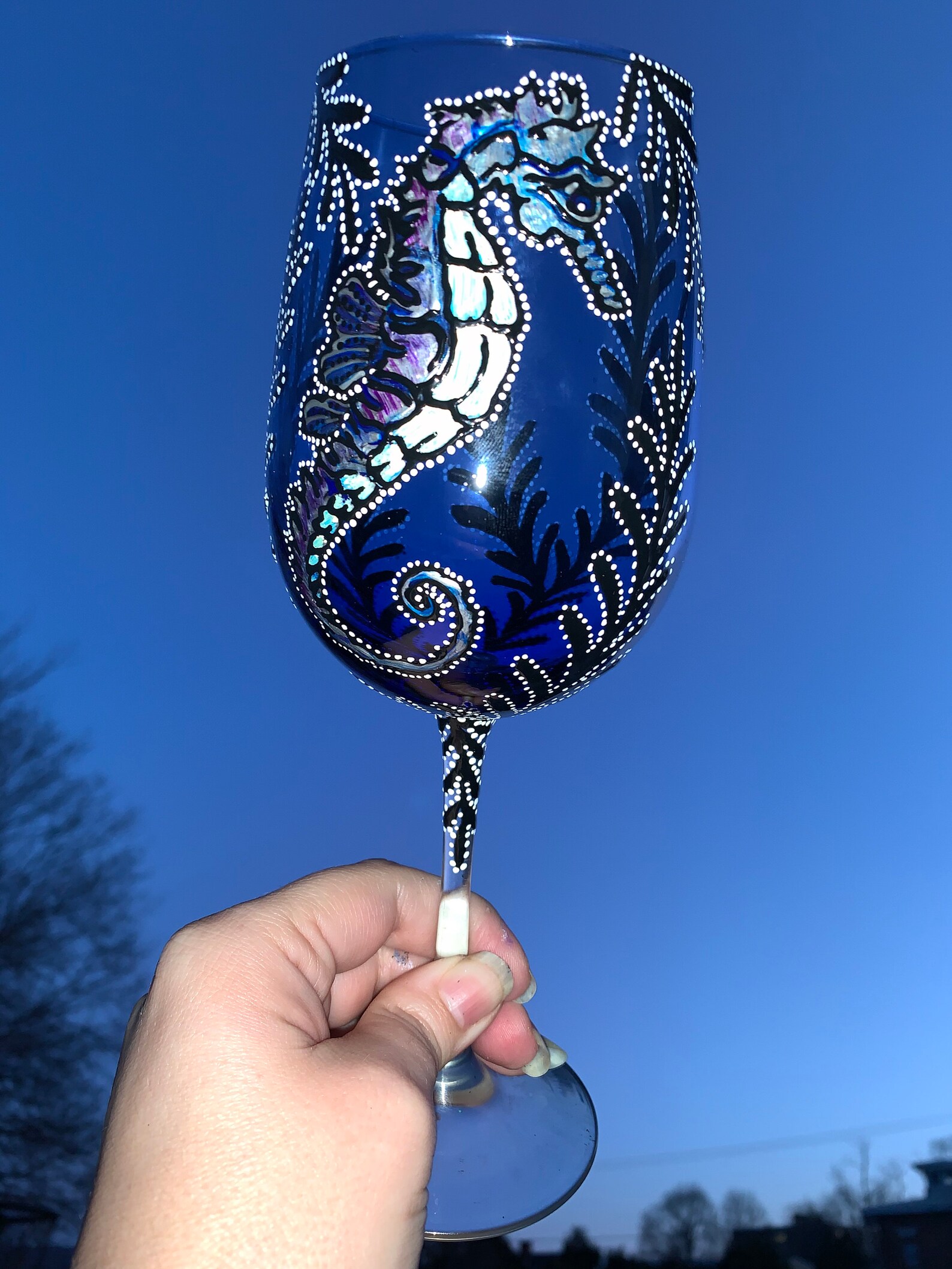 1 Hand painted Jellyfish wine glass Etsy