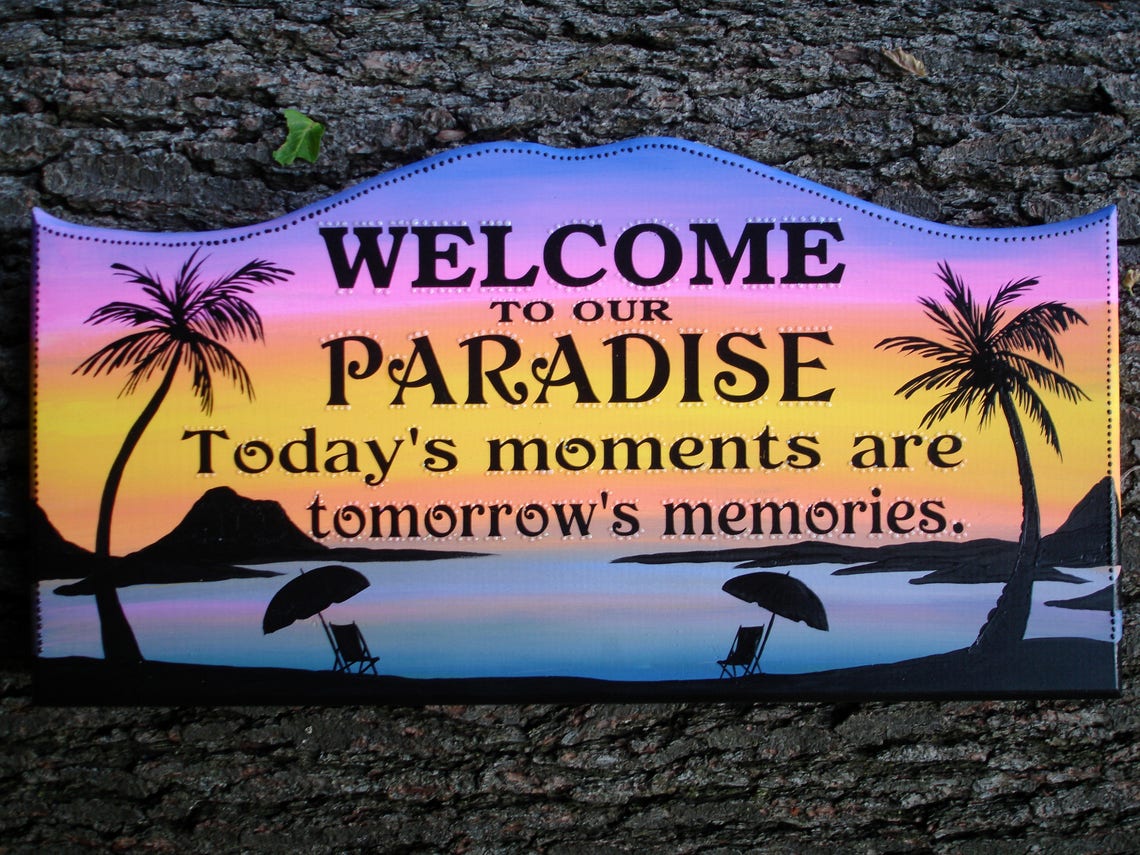 Welcome to Our Paradise Sign - Etsy