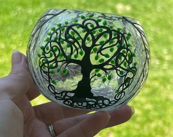 Tree Of Life Glass & Metal Tea Light Oil Burner / Wax Melt Warmer – AROMA