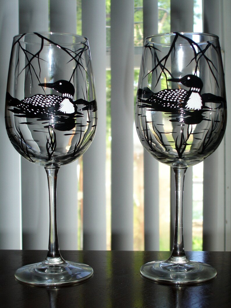 1 Loon wine glass Etsy