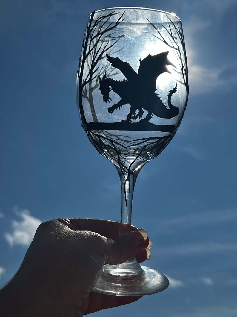 1 Hand Painted Dragon Wine Glass - Etsy