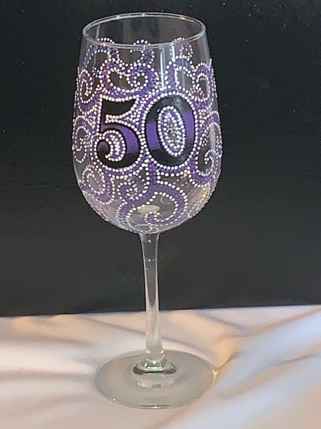 50th (or Any Other Year) Hand Painted Birthday Wine Glass - Etsy