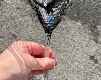 Hand painted Eagle martini glass