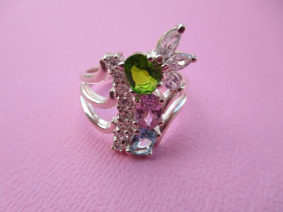 Sterling Silver Multi Stone Ring - image 1