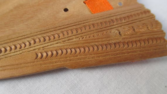Small Vintage Hand Carved Wooden Fan - image 4