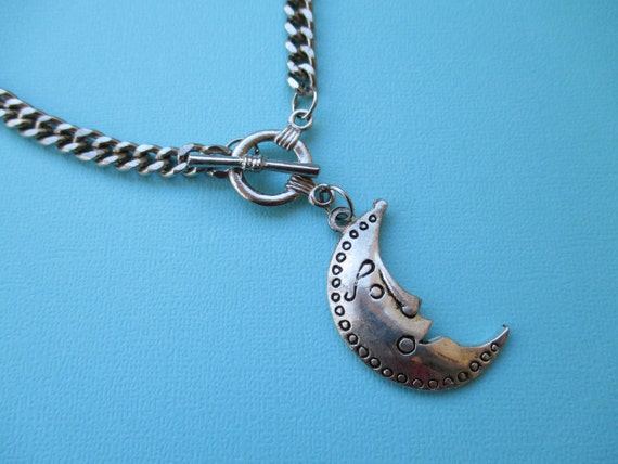 Silver Half Moon Necklace with Toggle Clasp - image 2