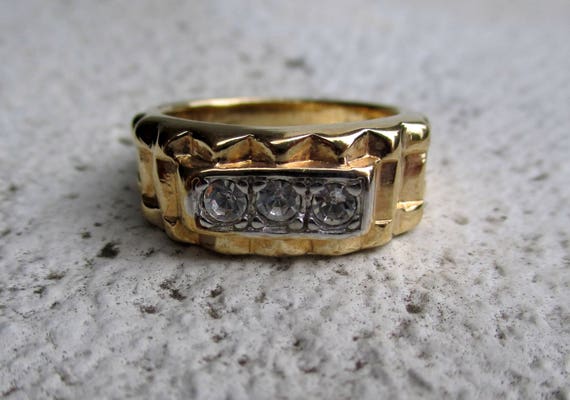 Mens 14k Two Tone White and Yellow gold ring with 1.28ct diamonds - mens  ring - mens diamond ring - Monarch Jewels Alaska