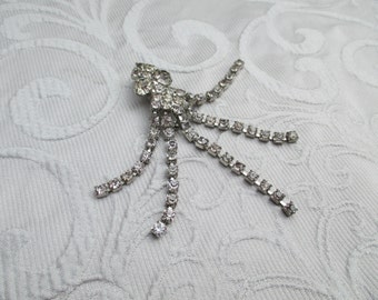 Vintage Silver Rhinestone Brooch