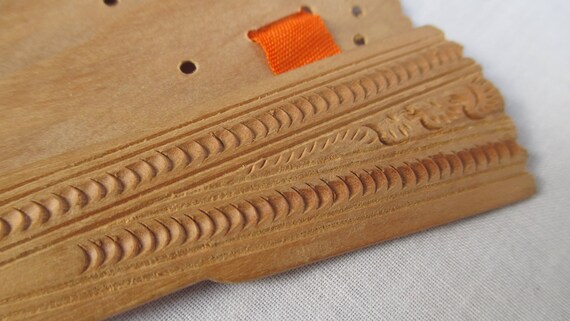 Small Vintage Hand Carved Wooden Fan - image 3