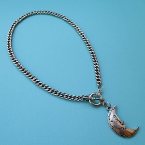 Silver Half Moon Necklace with Toggle Clasp