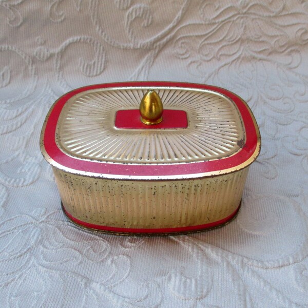 Vintage Red and Gold Vanity Tin
