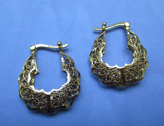 Sterling Silver Gold Plated Filigree Earrings - image 5