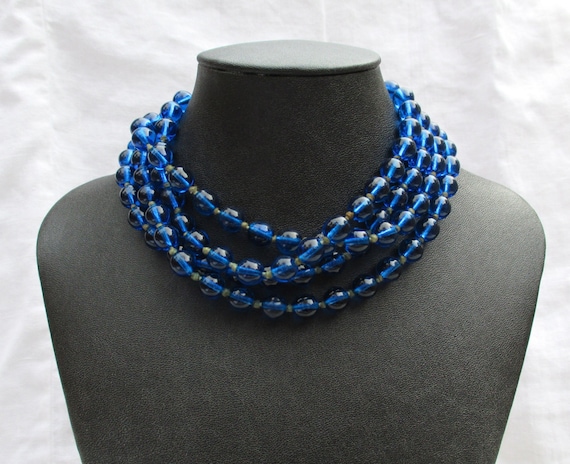 Vintage Colbalt Blue Glass Mardi Gras Beads