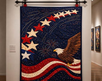 Eagle Ascend 03155D - Bald Eagle Patriotic Quilt Pattern, Stars & Stripes Americana Wall Hanging, Printed Paper Pattern