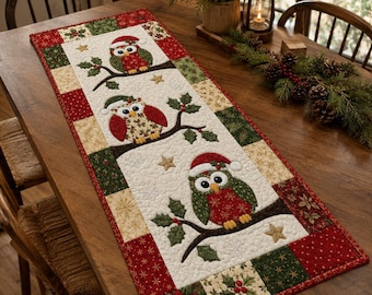 Merry Owls 03587D – Easy Owl Quilt Pattern, Christmas Applique, Printed Paper Pattern