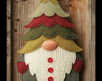Evergnome 02908D – Christmas Gnome Quilt Pattern, Printed Applique Wall Hanging