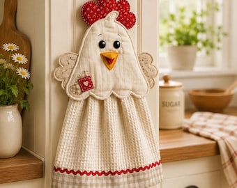 Kitchen Hen 03540D Chicken Applique Paper Quilt Pattern, Farmhouse Kitchen Wall Quilt Decor