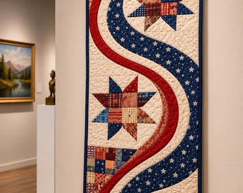 Stars and Swirls 03159D Patriotic Quilted Table Runner Pattern – Stars Stripes Americana (Printed Paper)