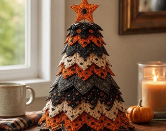 Boo Tree 03486D Halloween Quilted Fabric Tree Pattern, Mini Quilt Decor (Printed Paper)