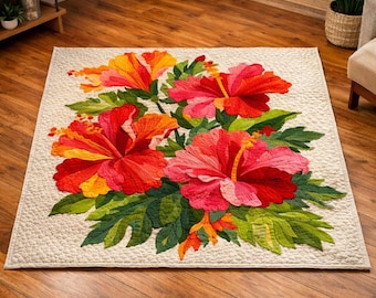 Aloha Garden 03082D Hibiscus Quilt Pattern – Botanical Wall Hanging (PRINTED PAPER)