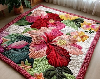 Hibiscus Harmony 03036D Quilt Pattern – Large Floral Applique DIY Wall Hanging (Physical Paper)